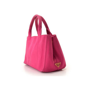 Prada Tote Canvas Bag Pink Strap Canapa Fuchsia